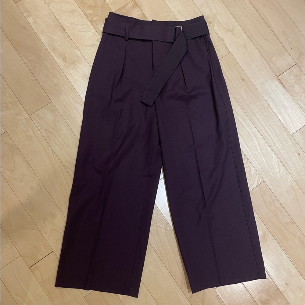 Club Monaco -  Burgundy Belted Trousers (size: 4)